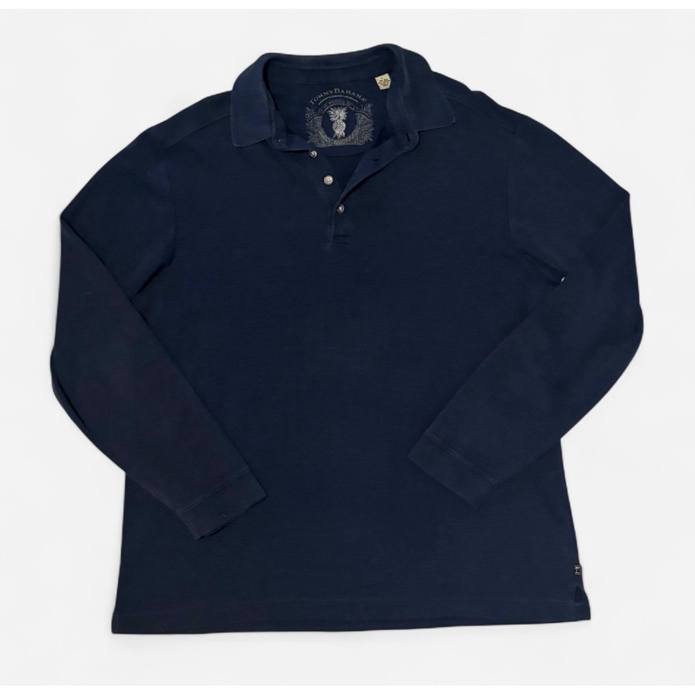 Tommy Bahama Vintage Thermal
Henley Polo Mens Long Sleeve SILK Blend Navy Large‎